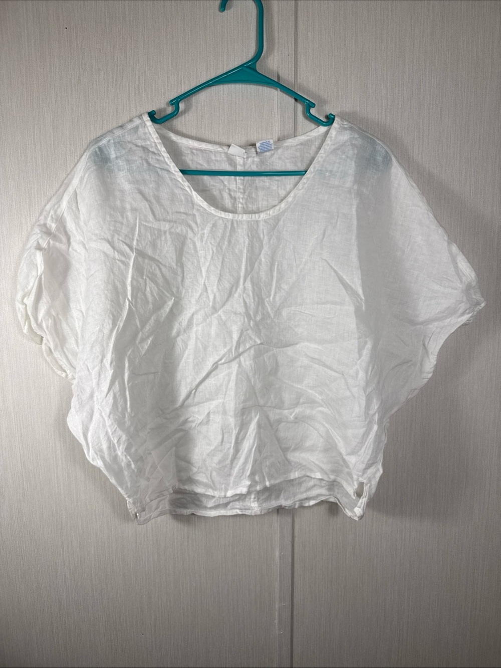Sigrid Olsen M 100% Linen Dolman Blouse Top Womens M White Boat Neck Boxy